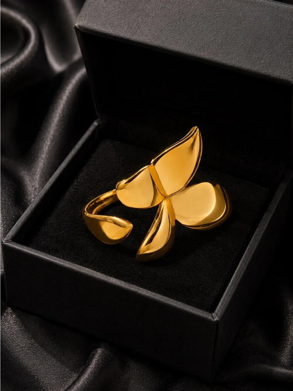 Anthropologie Polished Gold color Petal Ring